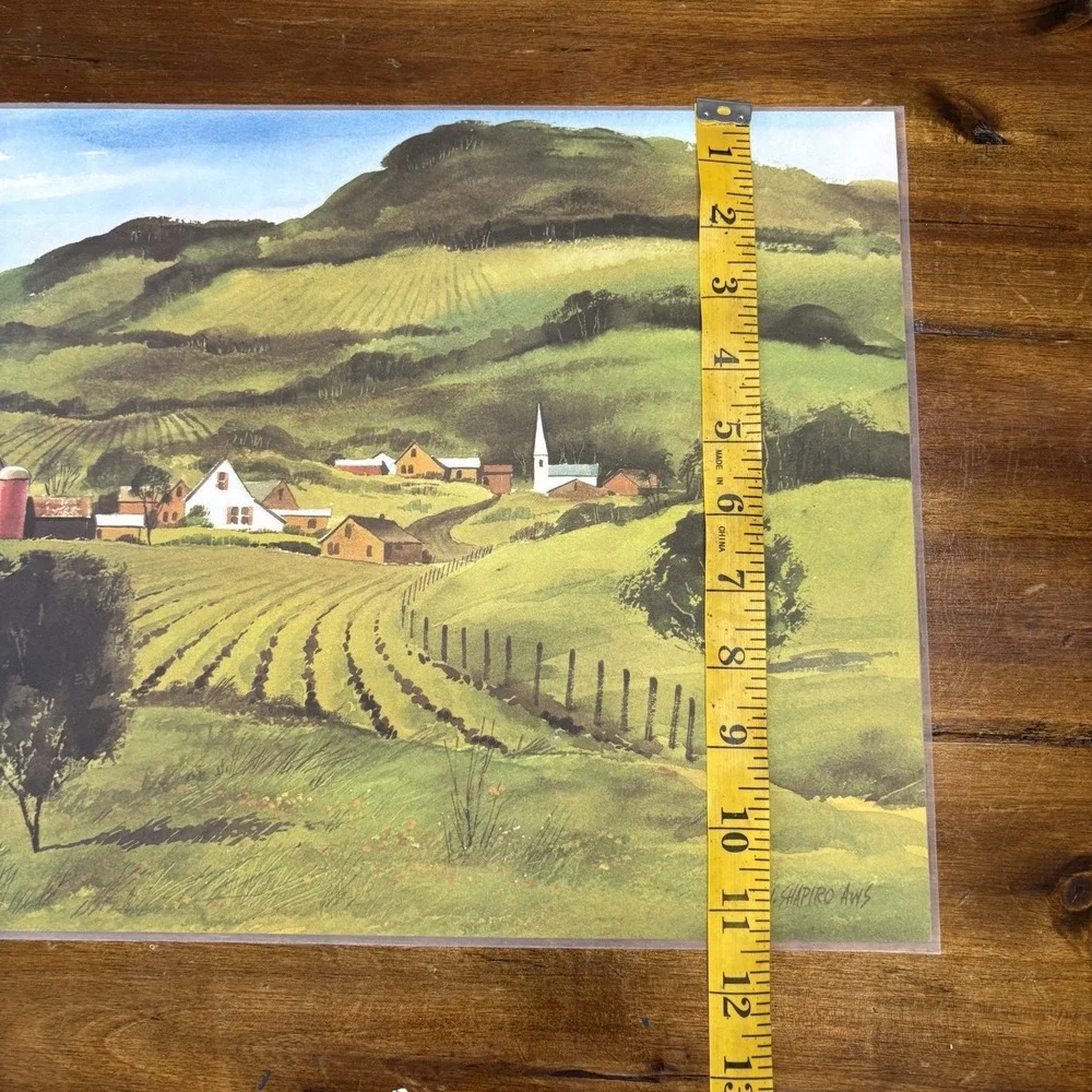 Shapiro AWS Four Seasons Vinyl Placemats Set 8 Farm Country Landscape Cottage